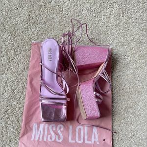 MissLola Pink Chunky Heel